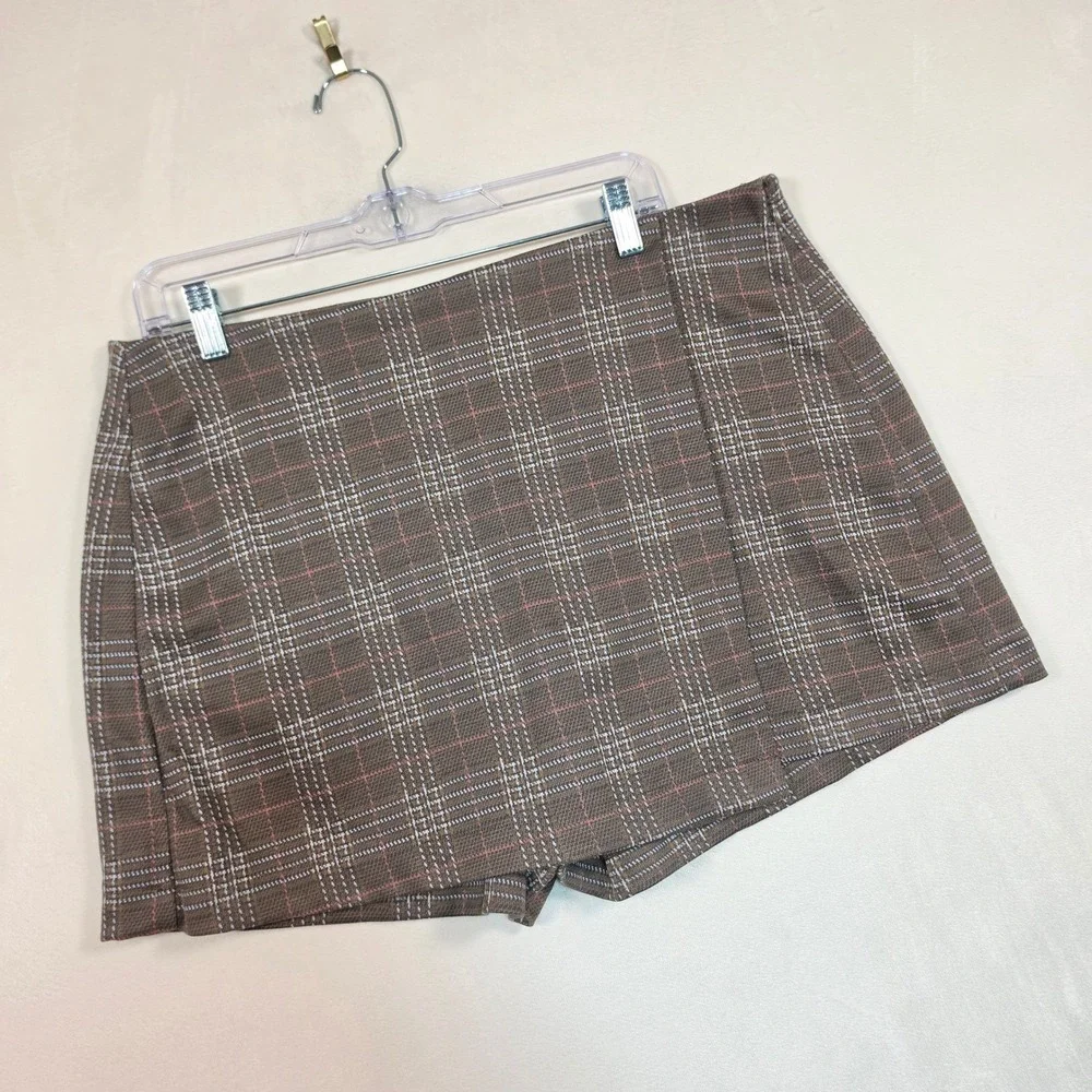 Maurices Plaid Skort Womens L Brown Academia Preppy Dark Academia‎ Y2K Coquette